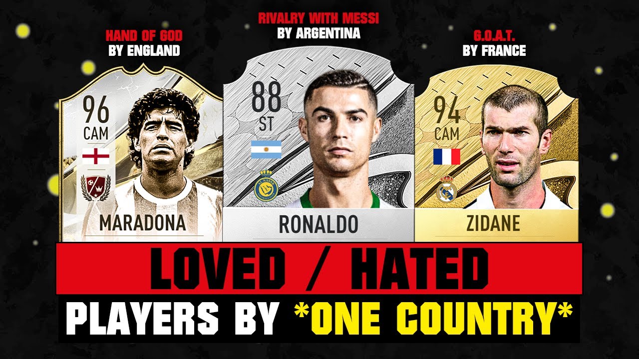 Most LOVED/HATED FOOTBALLERS By ONE COUNTRY! 😱🔥 ft. Ronaldo, Maradona, Zidane...