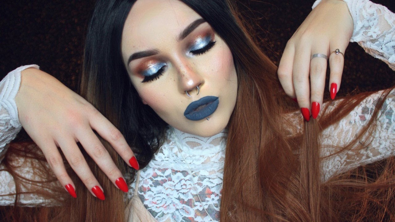 cold icy heart makeup because its cold & icy outside WAH/full face makeup tutorial/heahair ombre wig