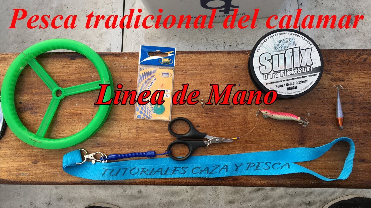 Pesca del calamar. Montaje de línea de mano para pescar el calamar de forma tradicional y con éxito