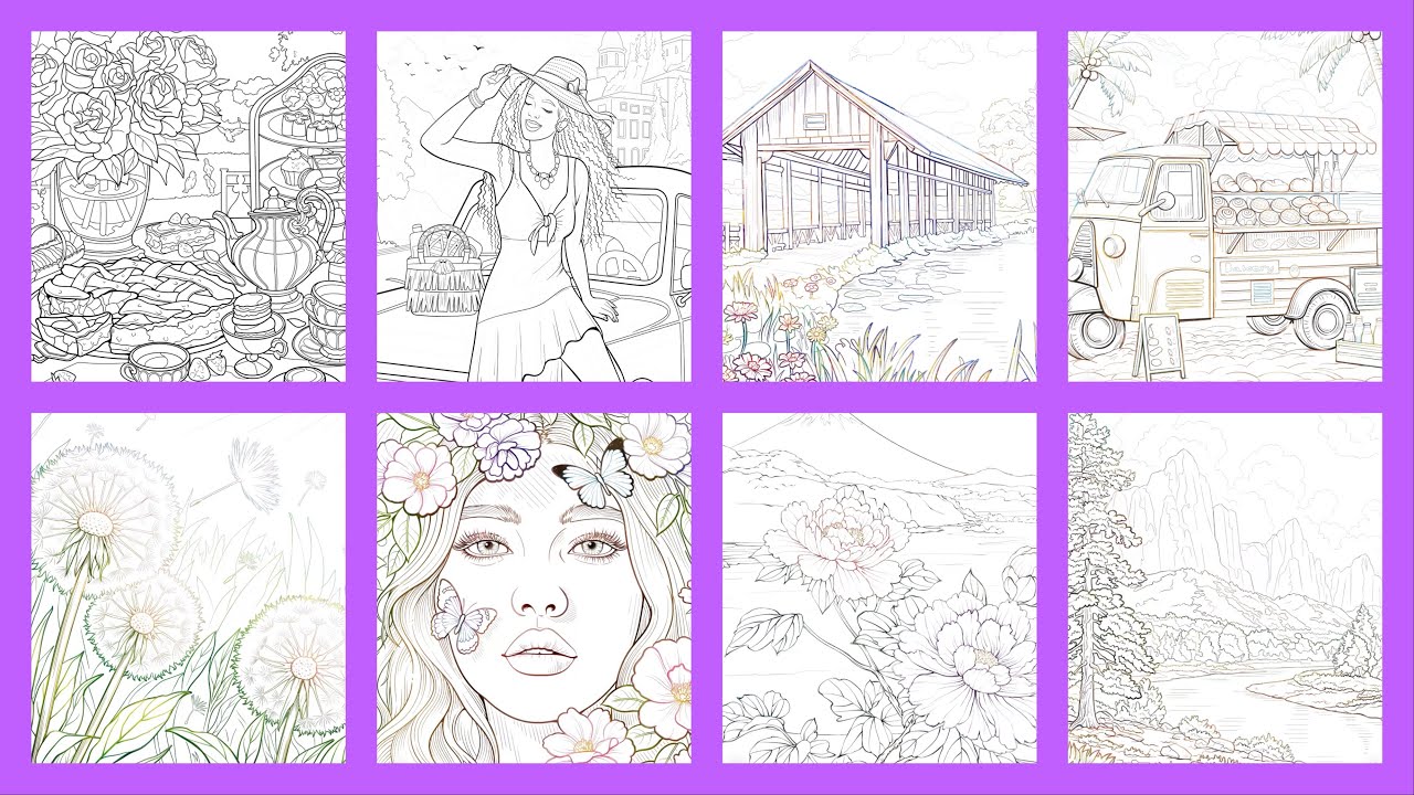 Color by Number Tea Party Yellow Car Red Rock Landscape Special Pictures Zen Color #coloringbook