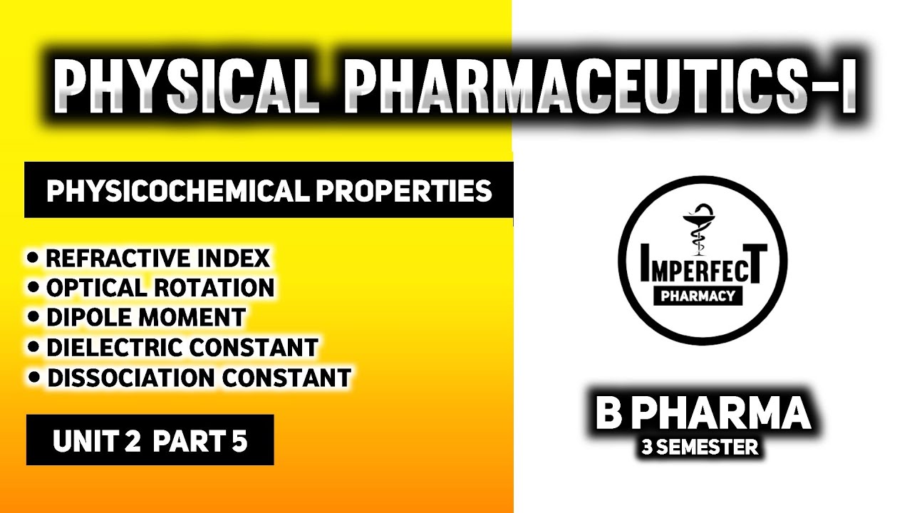 Physicochemical Properties Of Drugs | Refractive Index | Optical Rotation | Dipole Moment