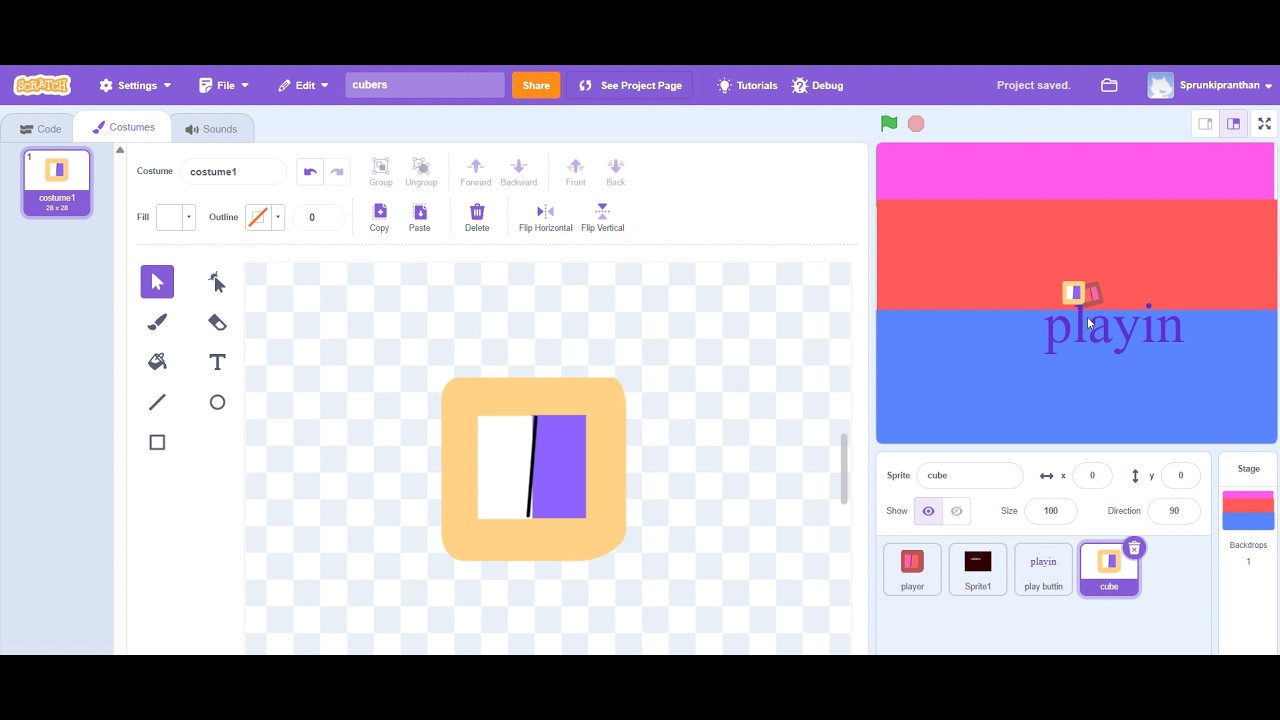How to make Cubers Game on Scratch   Part 1 by Tej