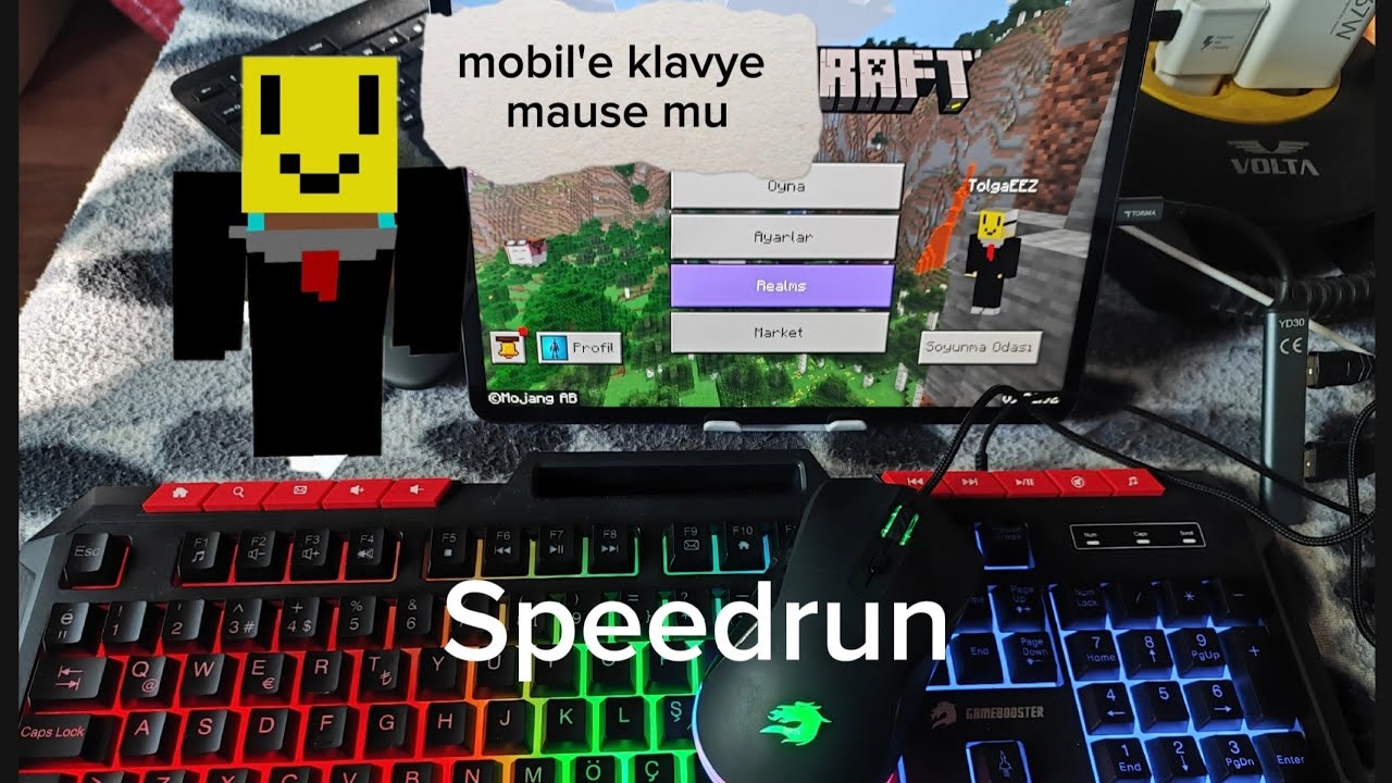 1000 TL altında oyuncu klavye ve mouse'uyla mobil Minecraft speedrun (5 saat sürdü)