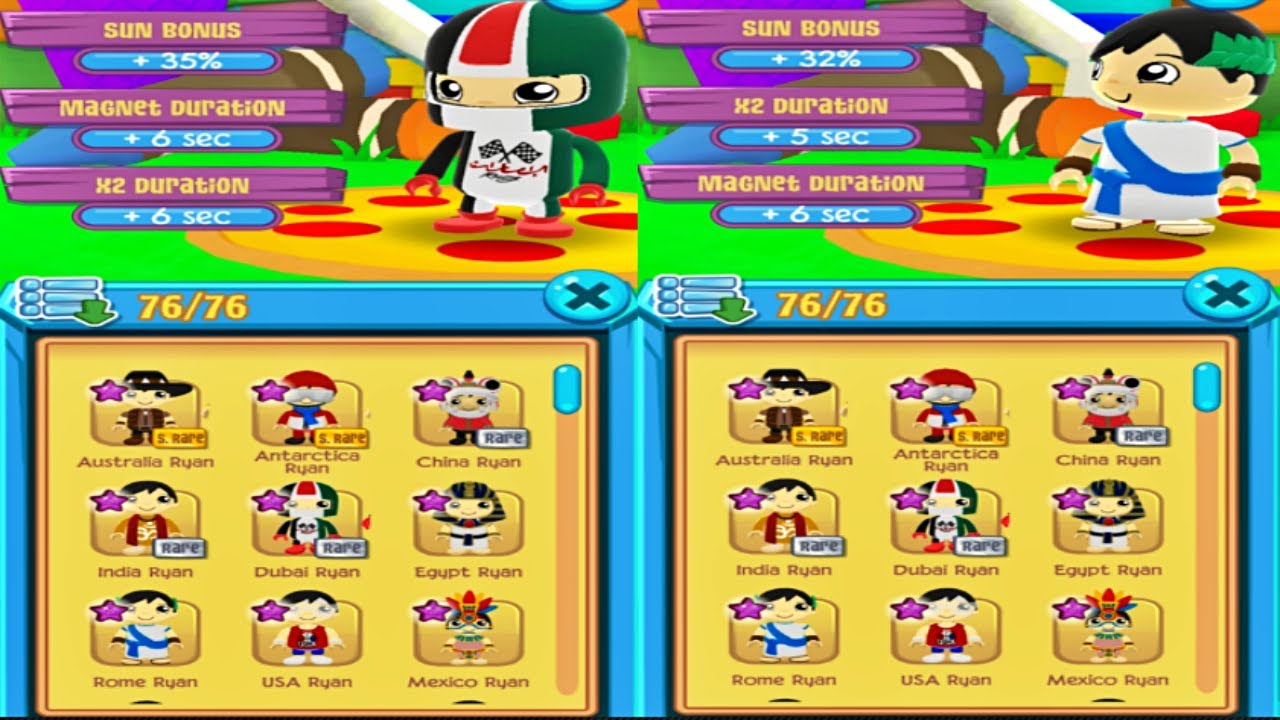 Tag with Ryan:All Characters All Costumes Unlocked Dubai Ryan Vs Rome Ryan (Android,iOS)