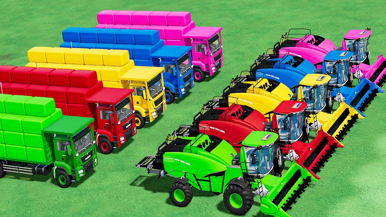 LOADER OF COLORS! MAKE Colored BALE w/  POWER Baler & MAN Loader Truck! SILAGE BALING, LOAD! #116