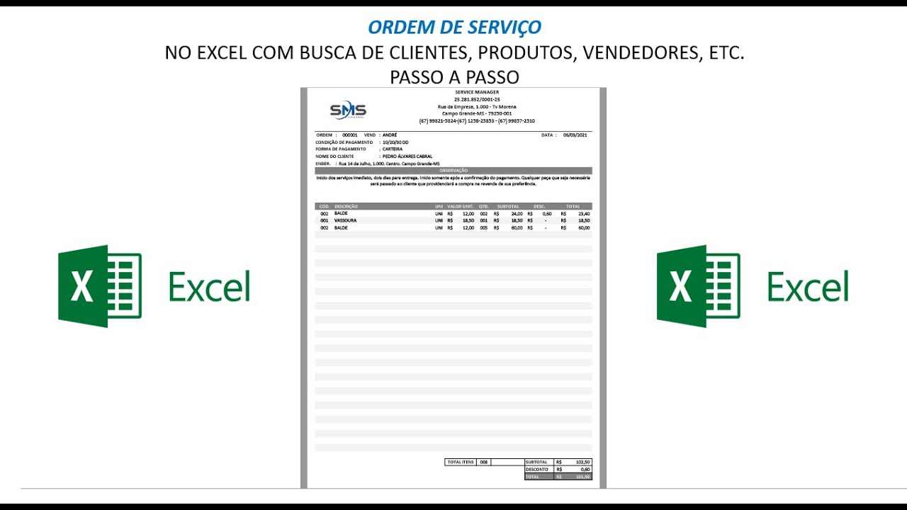 Excel - Planilha OS Completa (Ordem de Serviço) - Passo a Passo
