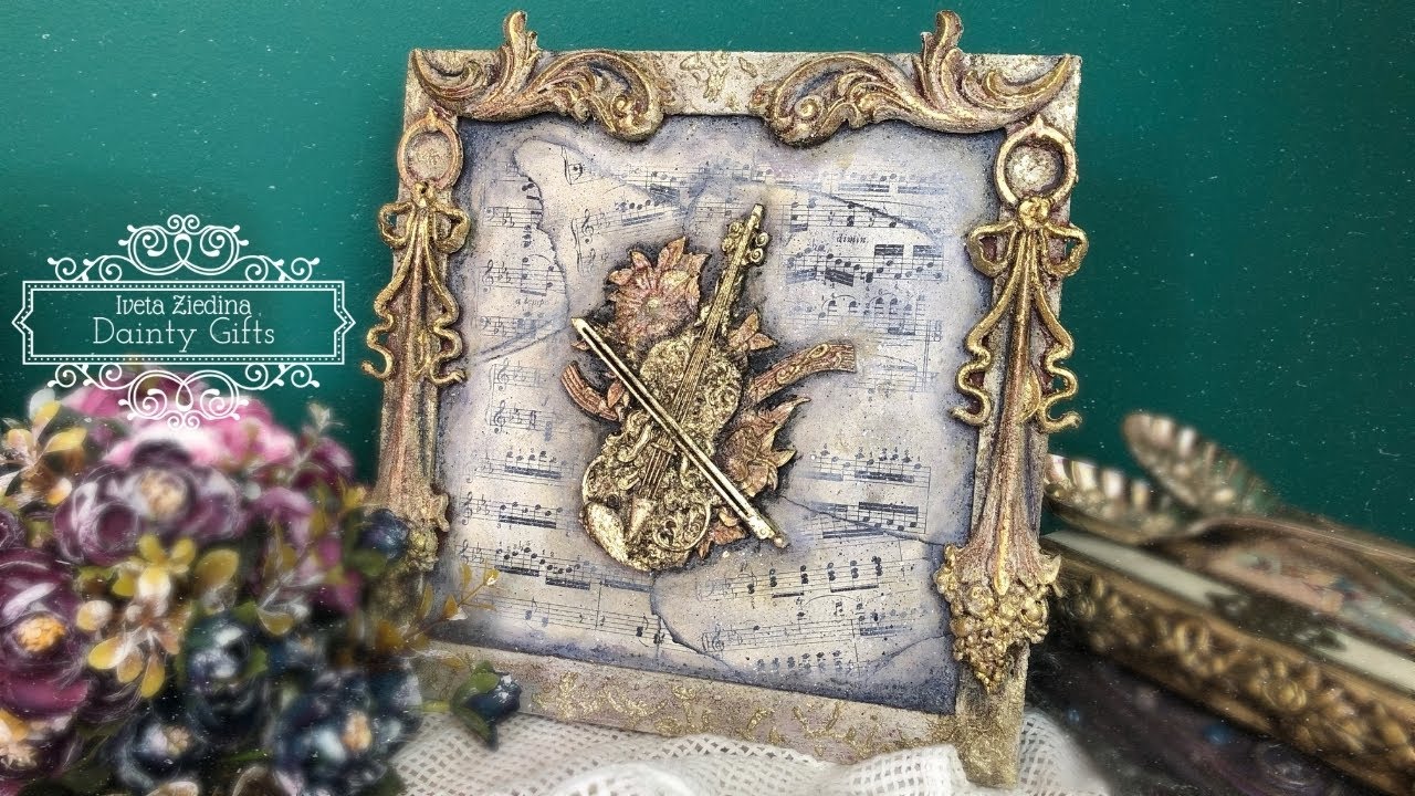 Shabby Up-cycled Frame with Sheet music Decoupage