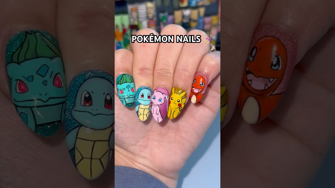 HOW CUTE ARE THESE POK&Eacute;MON NAILS?! 🤩 // which is your fave? :)