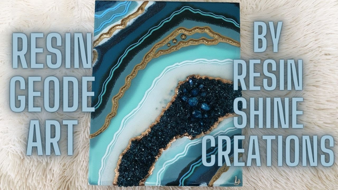 Green resin geode art.