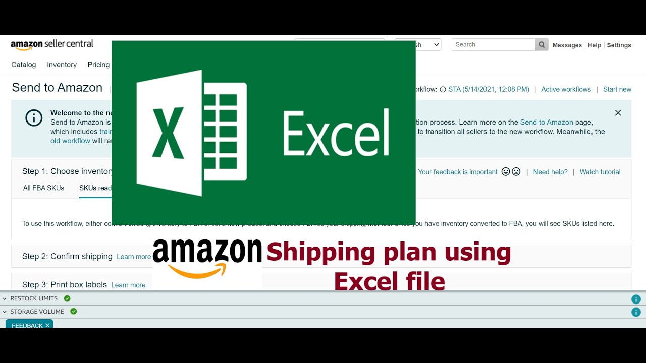 Send To Amazon - create an Amazon shipping plan using Excel New System 2021