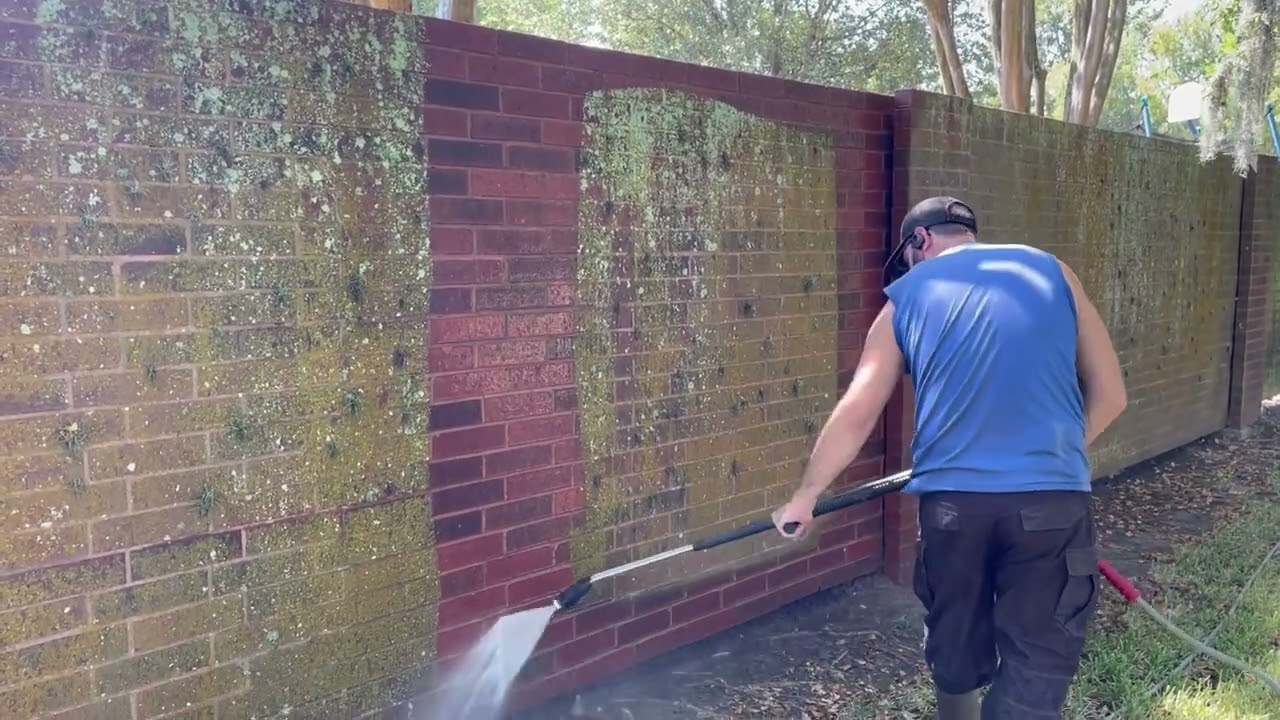 Greatwood HOA Brick Wall Pressure Washing