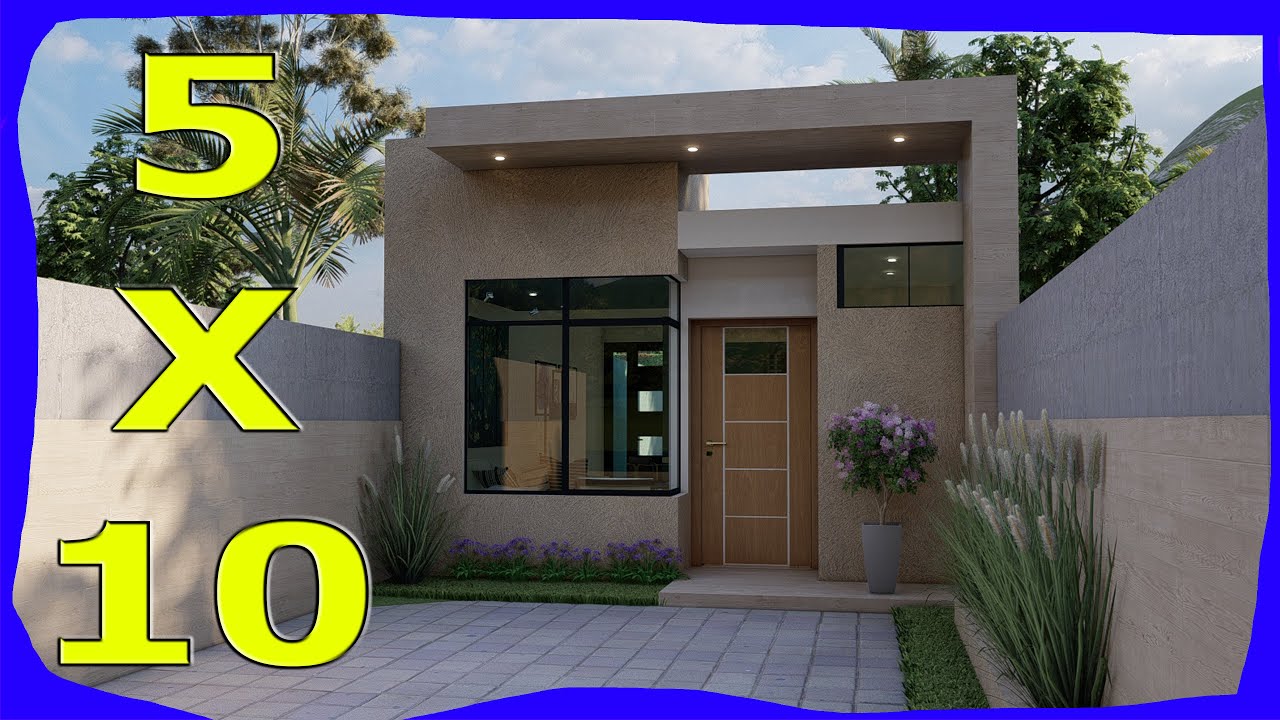 PLANO de CASA PEQUEÑA y  ECONÓMICA 5x10 metros 1 Piso (Fachadas de Casas Modernas)