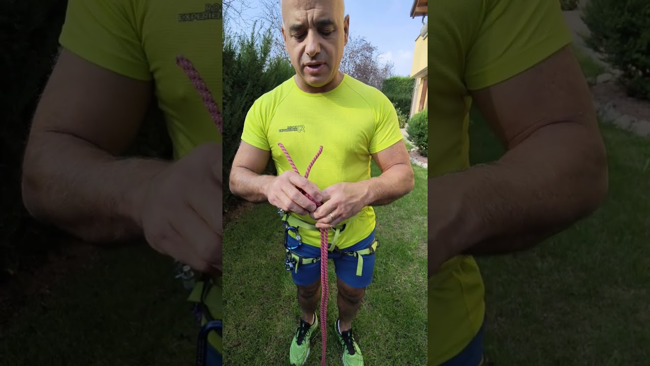 Chiusura di un anello di cordino (doppio nodo delle guide)