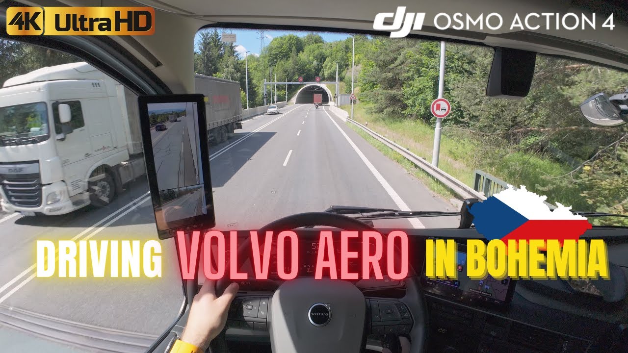 POV вождение грузовика VOLVO FH AERO на чешской дороге I/35