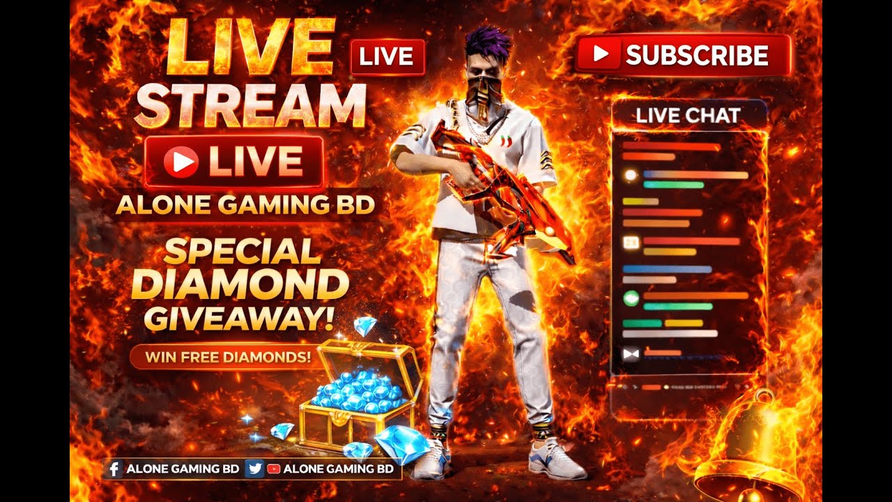 🔴Alone Gaming BD Live  🔴 | 💎💎Special Diamond Giveaway 💎💎 #FreeFireLive #AloneGamingBD