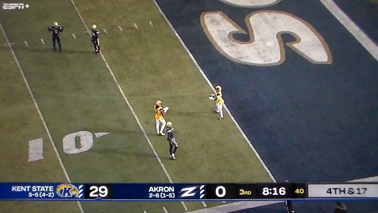 Kent State QB Dustin Crum pooch punt downed at Akron 1 yard line