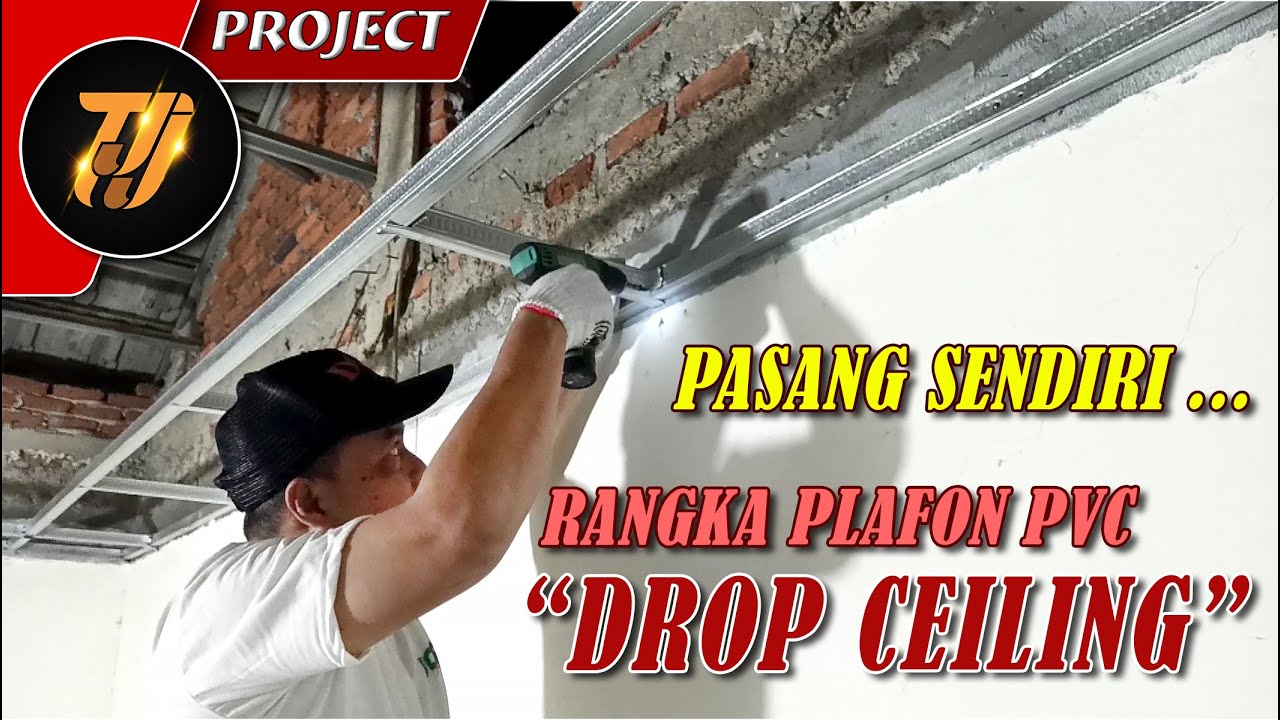 Cara pasang rangka plafon PVC drop ceiling, Renov ruang tamu part.02