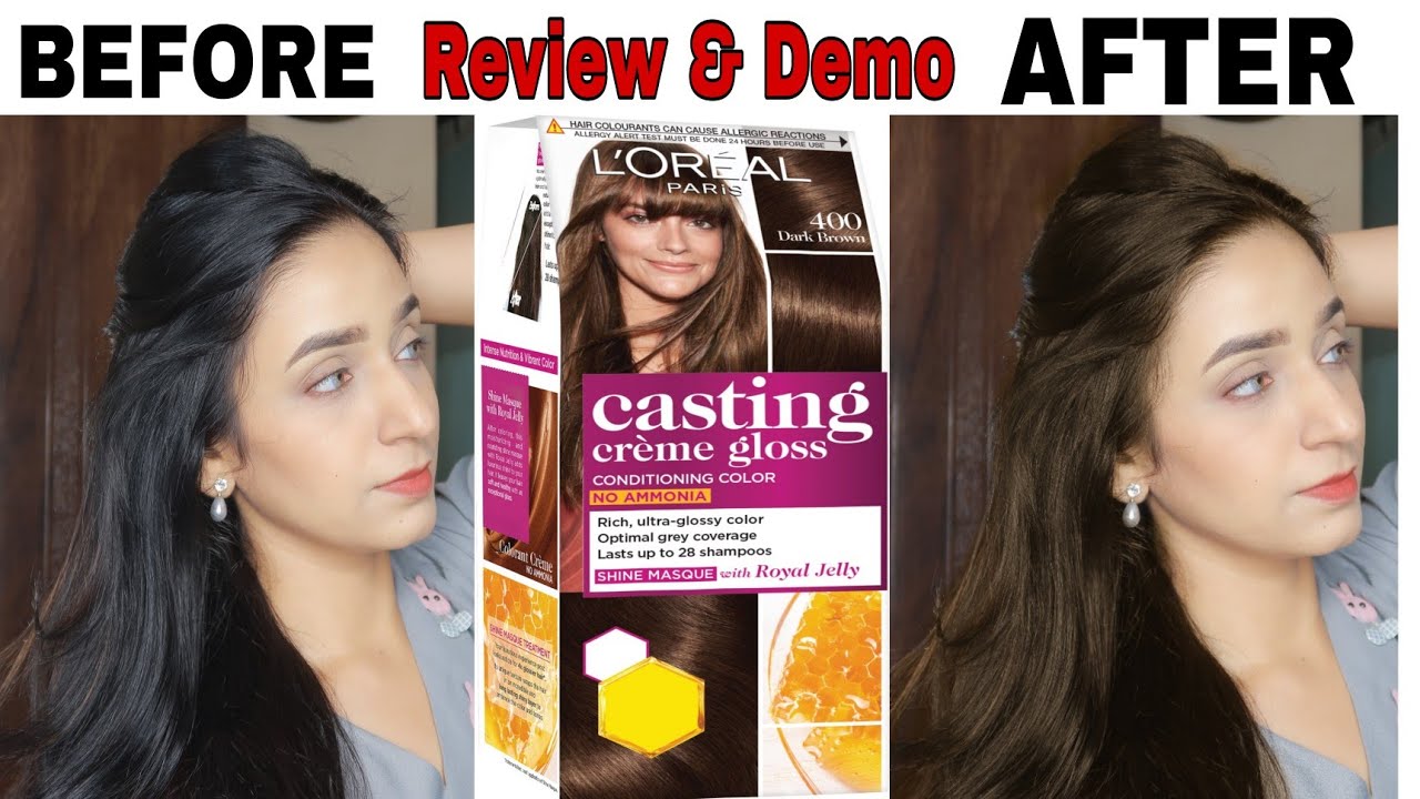 Loreal Paris Casting Cream Gloss Hair Colour| No Ammonia | Dark Brown Shade No 400 | Review & Demo