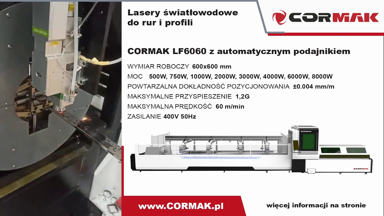 Wycinarka laserowa / Laser Światłowodowy do rur i profili - CORMAK LF60M