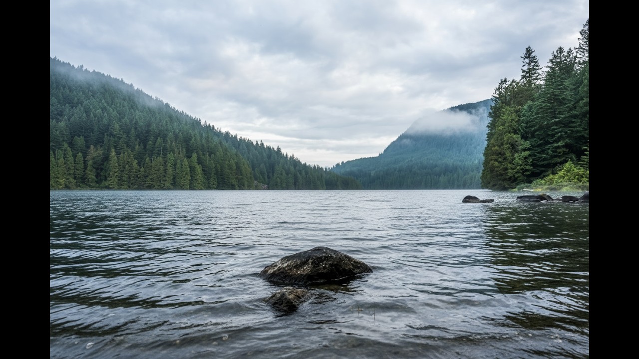 4K Nature Lake Camping 🌲 Rain & River Fireplace 🎷 Soothing Jazz | Relax, Study, Work, Sleep, Focus