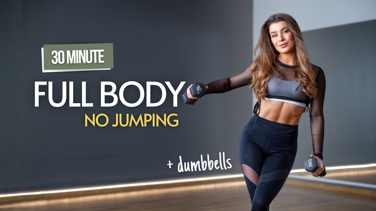 30 MIN No jumping Full Body strength workout w/ dumbbells work in sets with weights | Julia Mazur