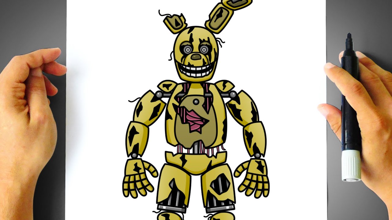 Como DESENHAR o SPRINGTRAP - Cómo DIBUJAR a SPRINGTRAP - Five Nights at Freddy’s - FNAF
