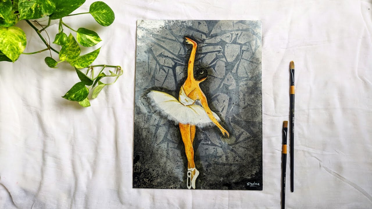 How to paint Ballet dancer using acrylic | easy painting for beginners