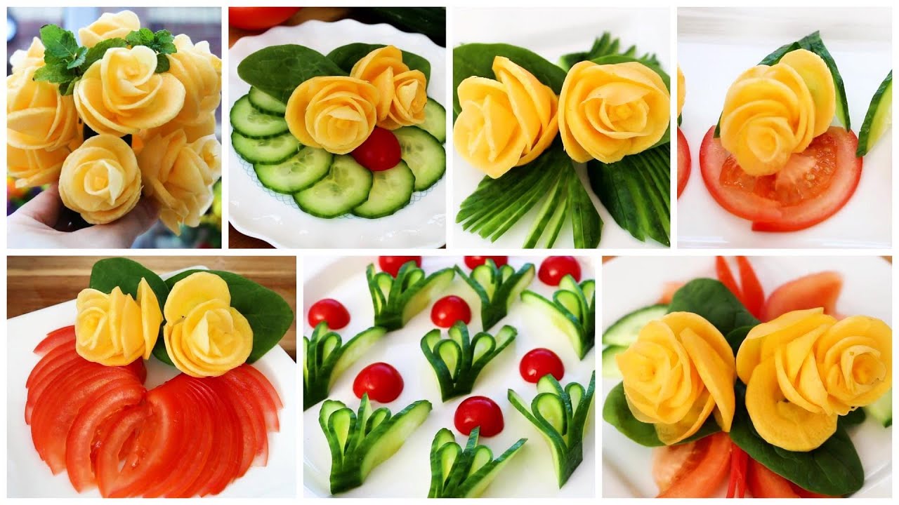 Super Salad Decoration Ideas - Vegetable Flower Plate Decoration