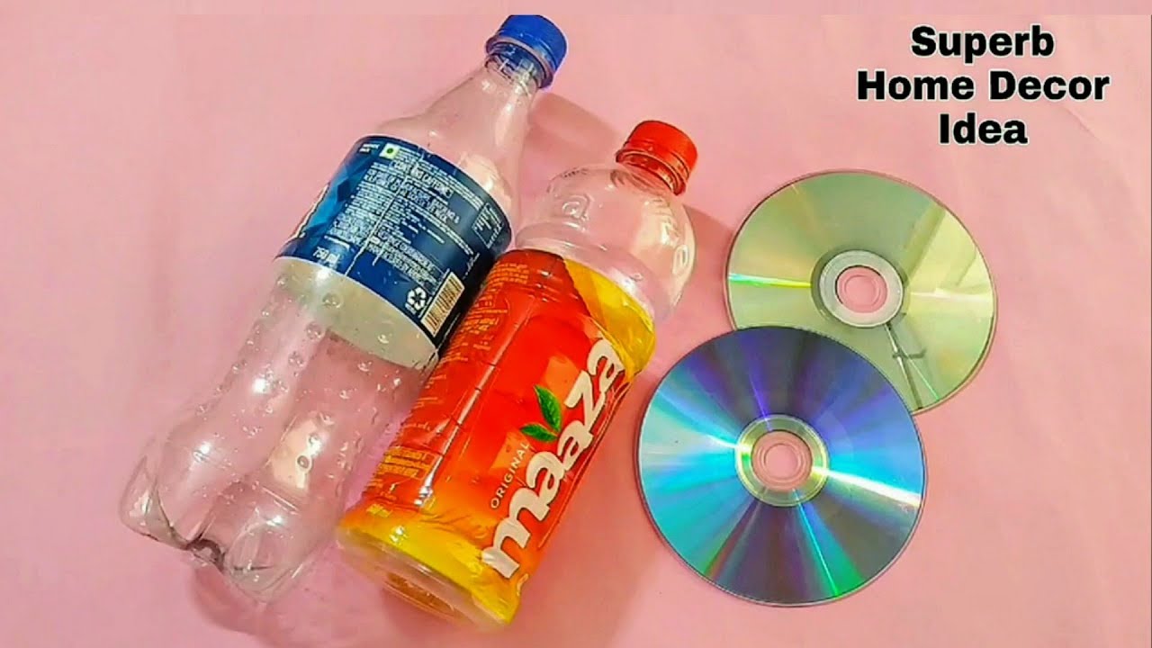 Easy and Unique Home Decoration Idea from Waste Plastic Bottle and Waste CD