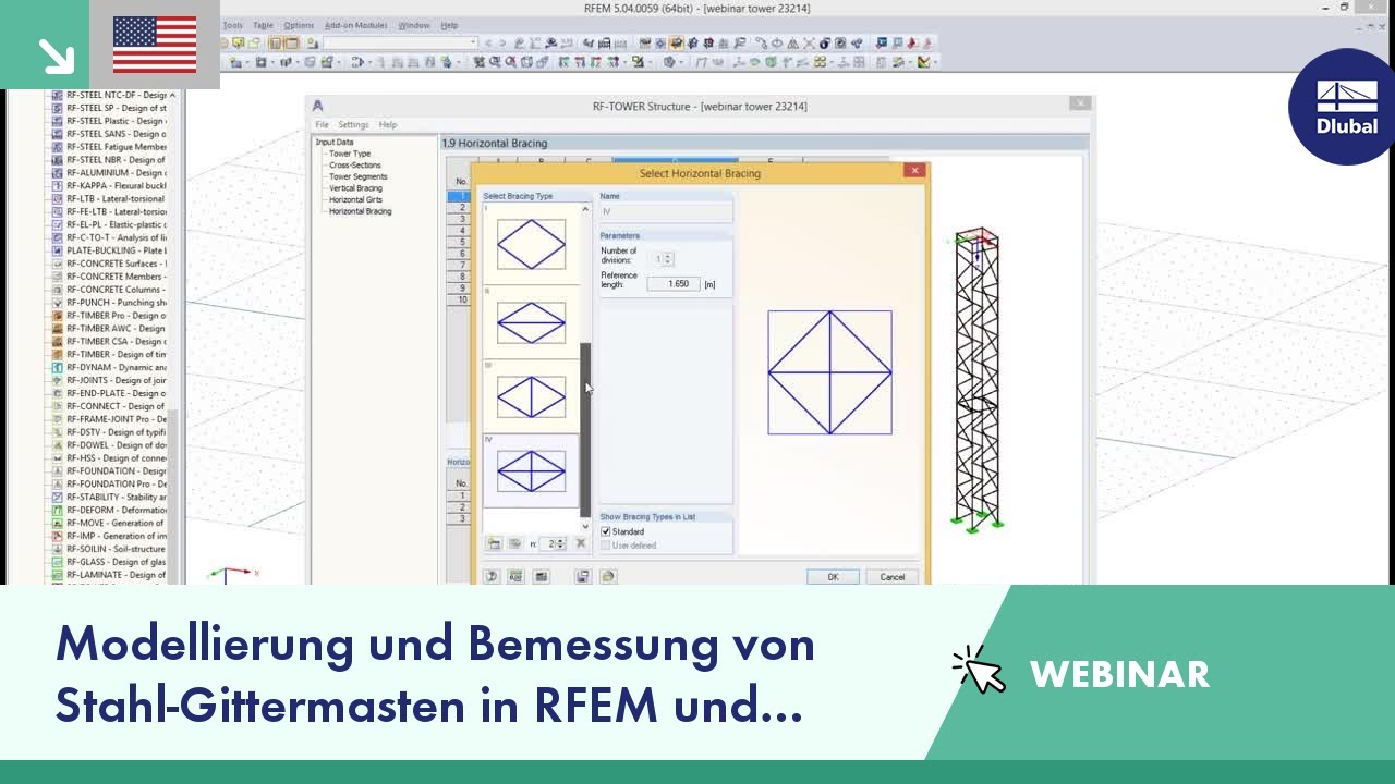 [EN] Webinar: Modellierung und Bemessung von Stahl-Gittermasten in RFEM und RSTAB