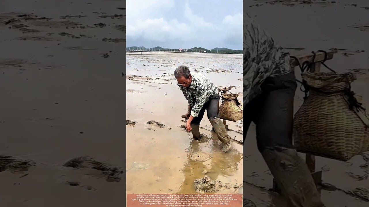 U-Fork Eel Capture : Rotational Technique in Coastal Silt