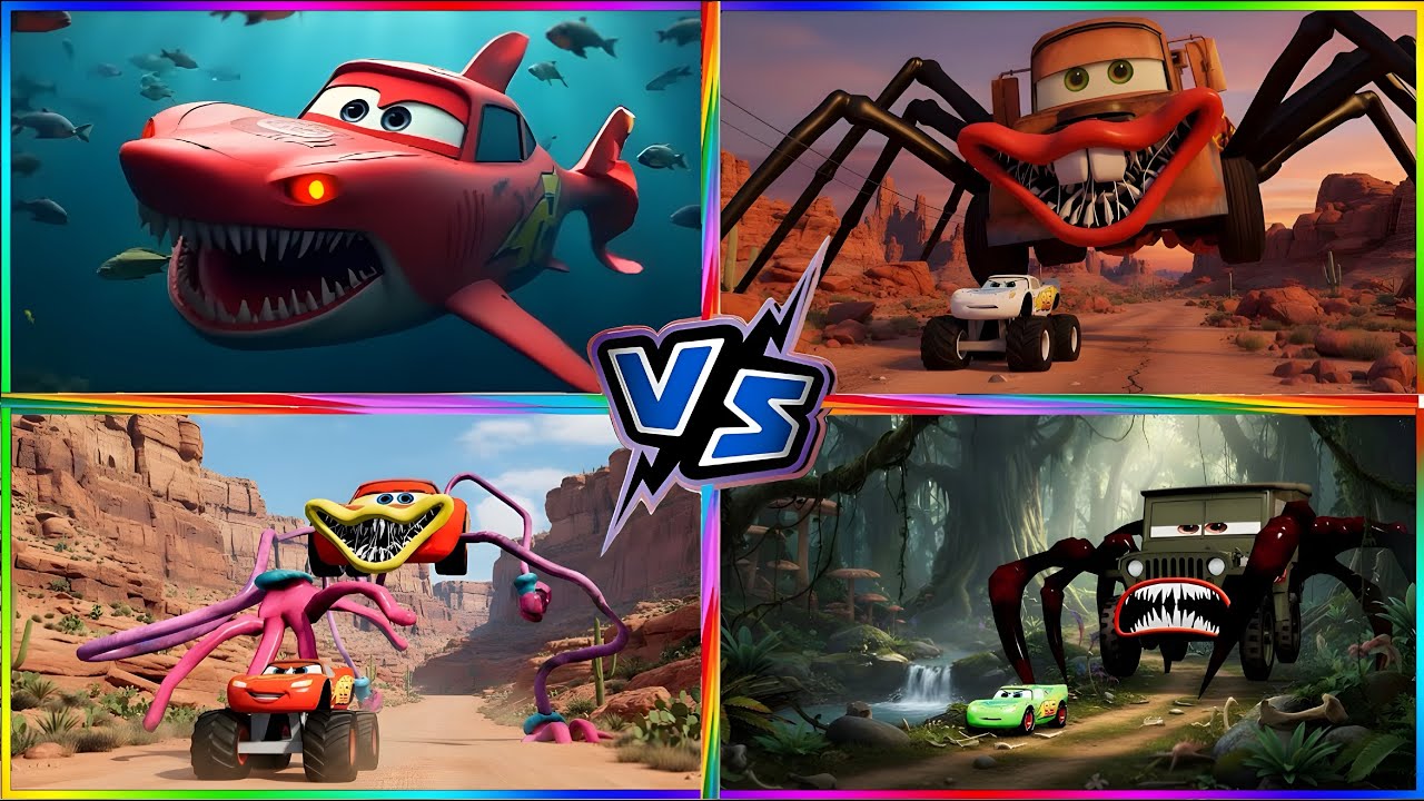 McQueen Shark 🐬🆚  SPIDER CAR 🆚 McQueen 🆚 Zombie Pit!  😱The World's Most Epic Showdown 🌏