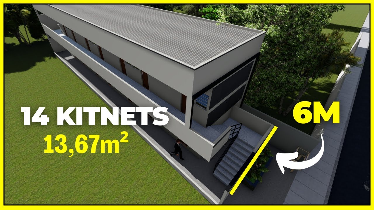 Mais de 10 kitnets pequenas em um terreno 6x31 projeto para loca&ccedil;&atilde;o airbnb - Planta de kitnet