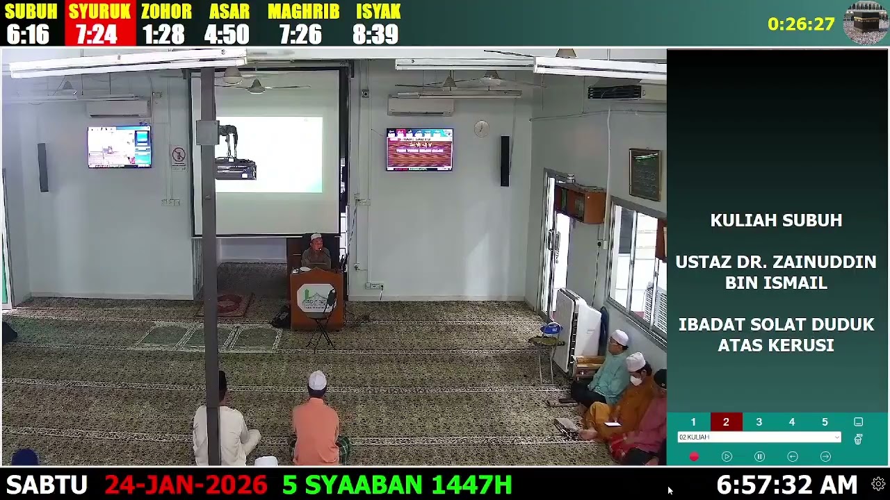 20260124 Kuliah Subuh_Ustaz Dr Zainuddin Bin Ismail_Ibadat Solat Atas Kerusi