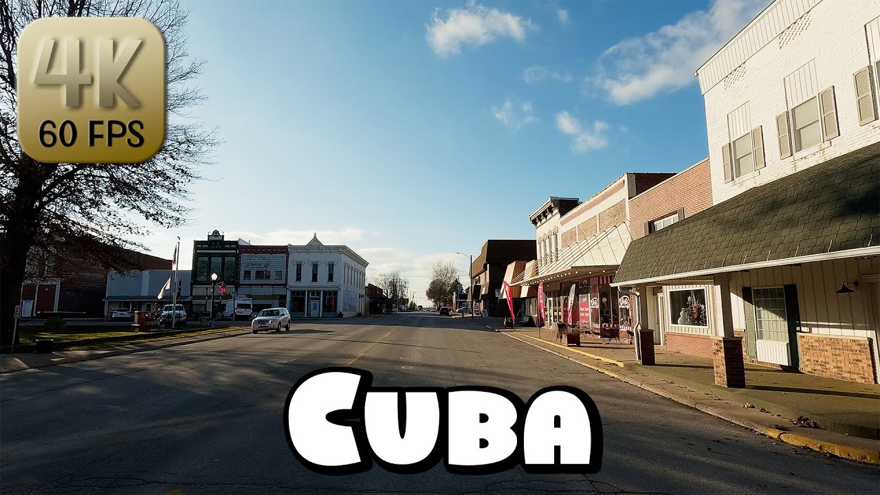Driving Around Small Town Cuba, Illinois in 4k Video