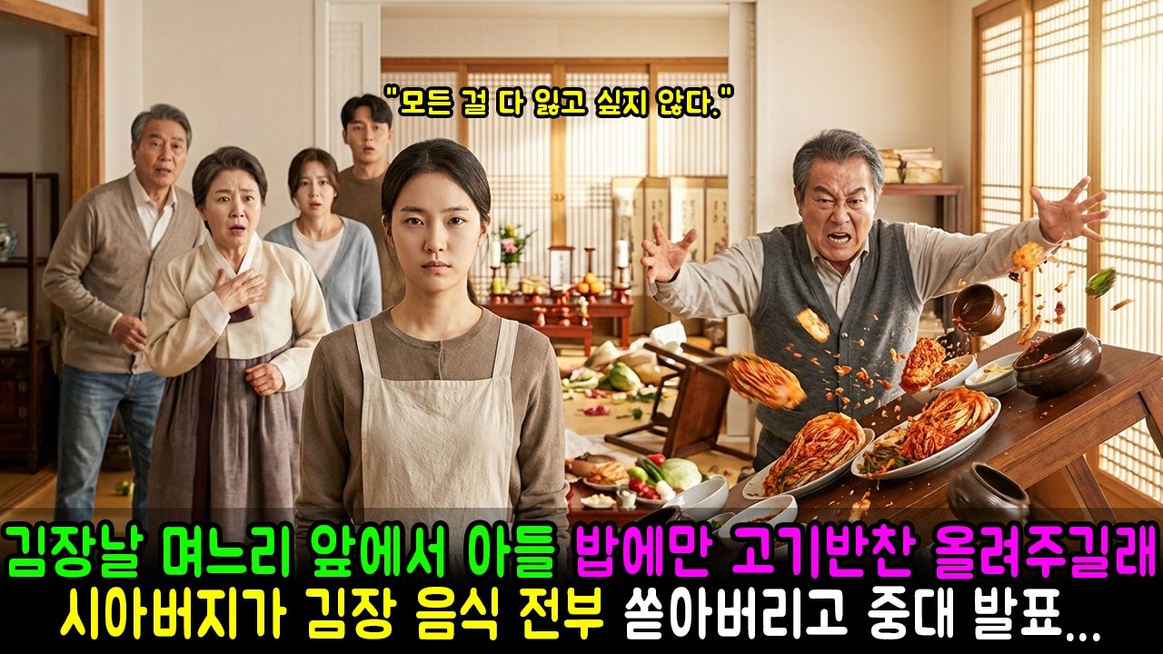 김장날 며느리 앞에서 아들 밥에만 고기반찬 올려주길래, 시아버지가 김장 음식 전부 쏟아버리고 중대 발표... | 감동사연 | 고부사연 | 반전사연