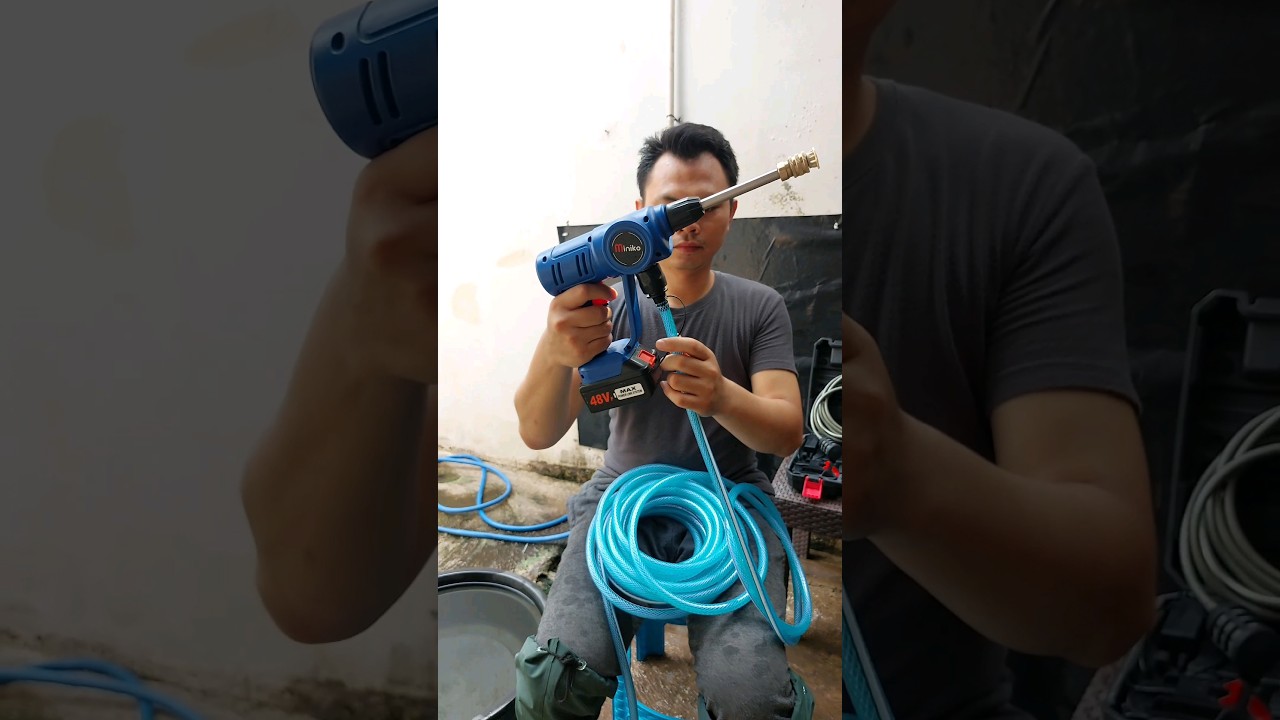 Tes pasang Selang 15 meter ke Jet Cleaner Miniko Masih Bisa buat Cuci Motor #shorts #jetcleaner