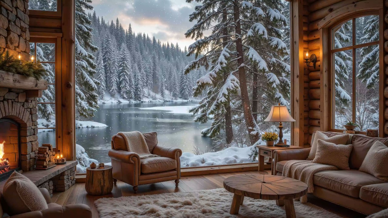 Cozy Winter Fireplace Ambience ❄️ Soft Piano Music with Nature Sounds for Focus, Relax & Deep Sleep