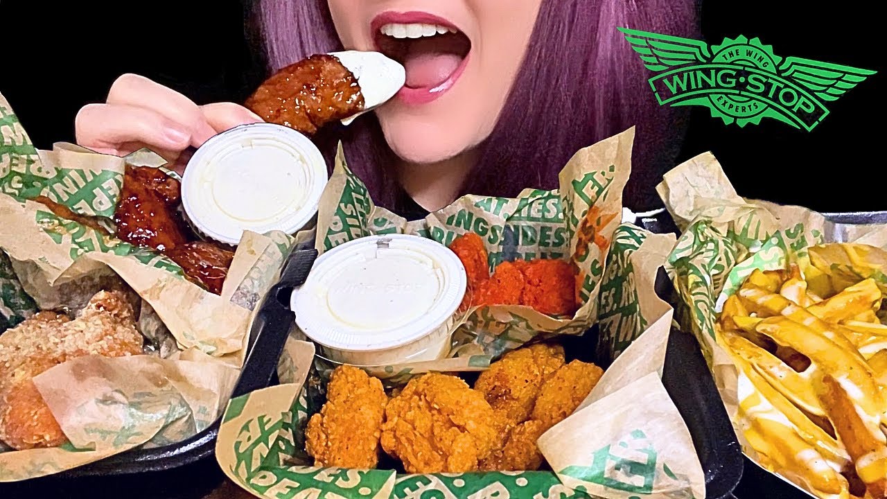 ASMR WINGSTOP MUKBANG (NO TALKING) *MY FIRST TIME TRYING WINGSTOP*