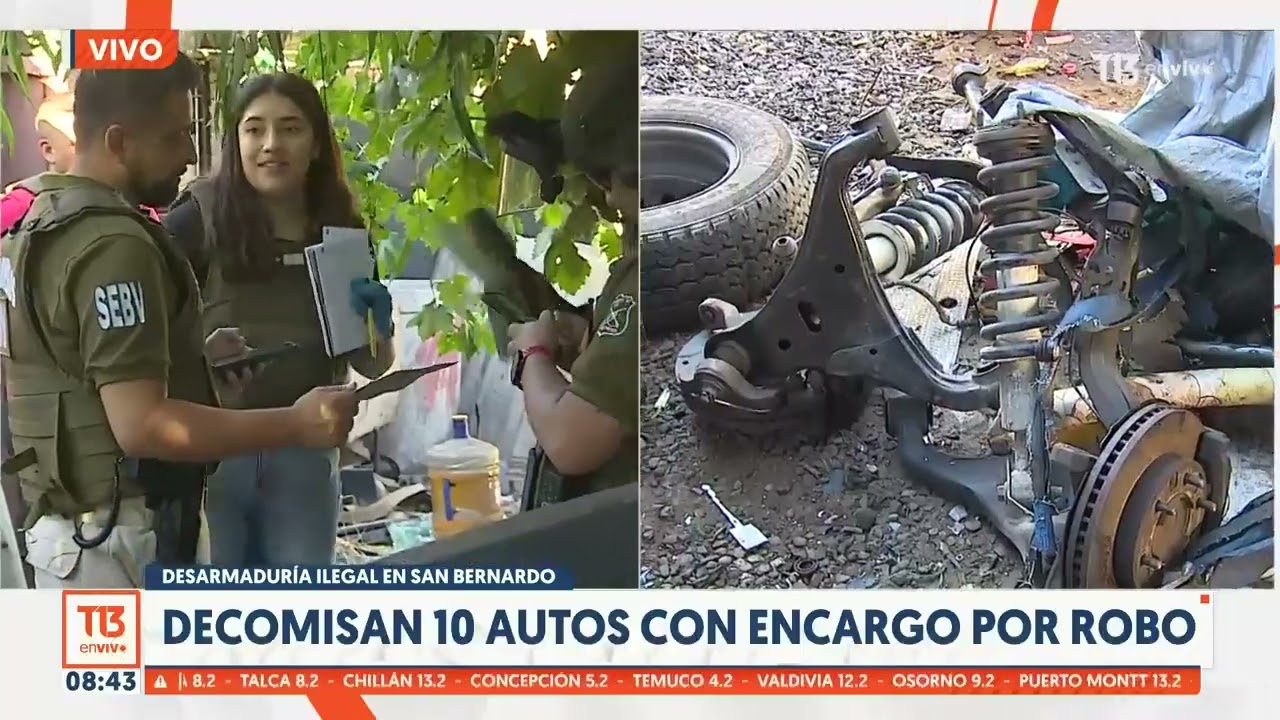 Encuentran desarmaduría ilegal en San Bernardo: decomisan 10 autos con encargo por robo