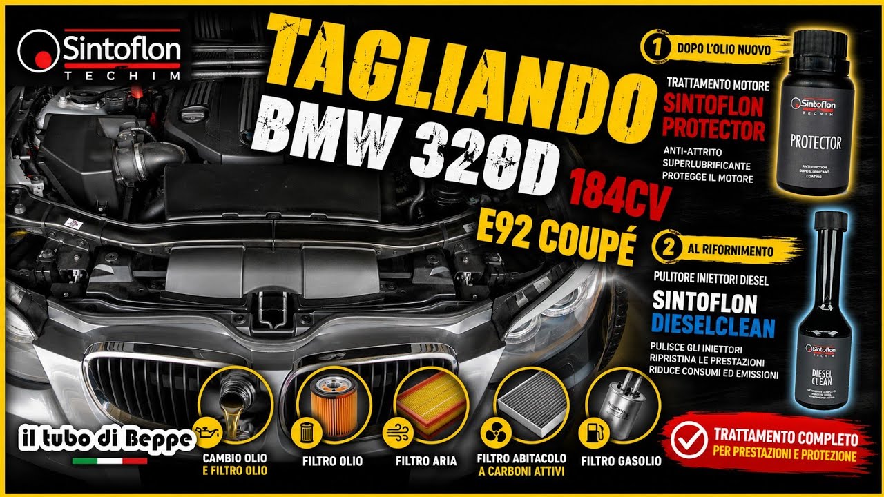 Tagliando BMW Coupè 320D N47D con trattamento ET e Protector + trattamento DieselClean Sintoflon