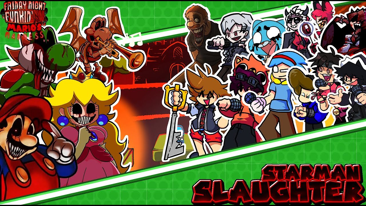 STARMAN SLAUGHTER But Every Turn Different Character Sings 😼🎶 (FNF: Mario's Madness V2)
