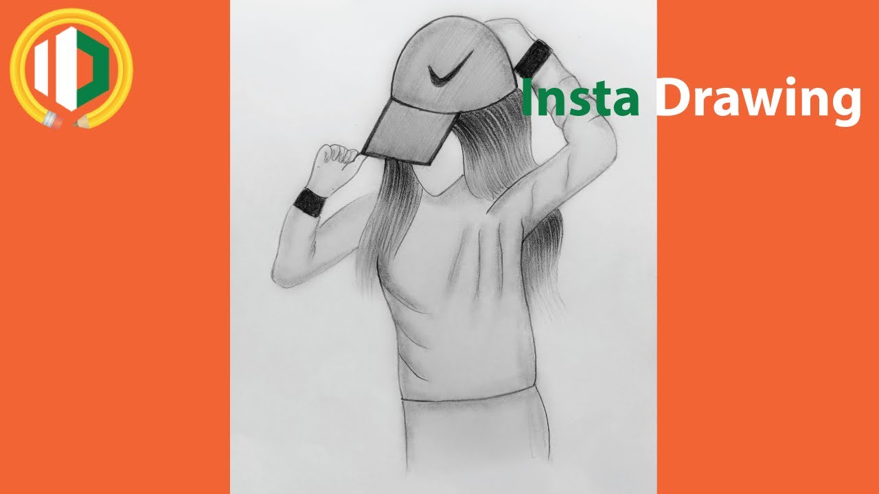 how to draw a girl with cap step by step || Hidden face drawing ||draw a beautiful girl