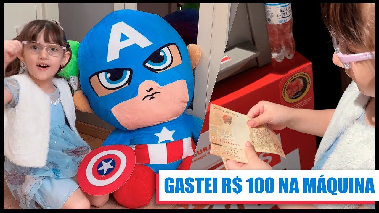 Gastei R$100 na M&aacute;quina de Pel&uacute;cia - Peguei um Urso GIGANTE na Maquina de Pel&uacute;cia #maquinadepelucia