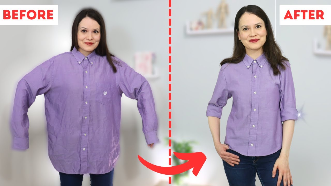 How to upcycle a men's shirt to fit a woman! (step-by-step)