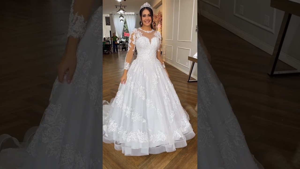 Vestido de noiva de Renda Princesa com Mangas #noivas #vestidodenoiva #weddingdress