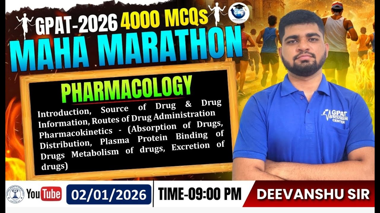 GPAT-2026 | 4000 MCQs MAHA MARATHON🏃&zwj;♂️CLASS-2- Pharmacology-Intro, Source & Route of drug ADME etc,