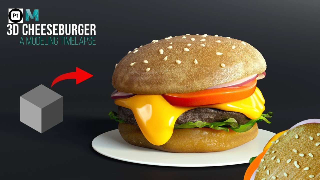 Modeling a Cheeseburger Timelapse - Maya & Substance Painter