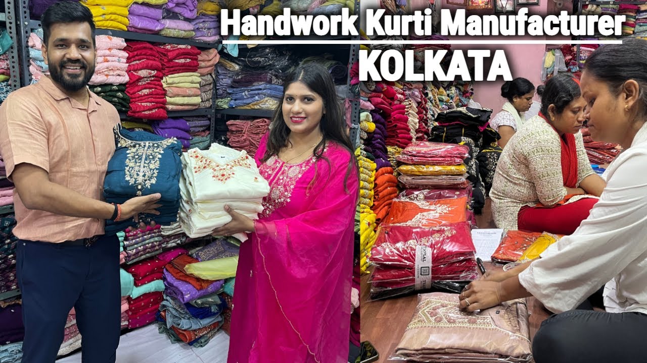 Dola Silk/ Tissue/ Chinon Kolkata Handwork Kurti Manufacturer & Wholesaler Barabazar | Traditional