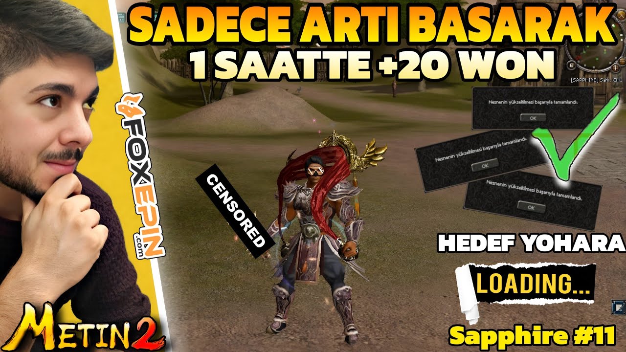 SADECE ARTI BASARAK  SAATTE +20 WON KASMAK | Metin2 TR Safir#11 #metin2 #metin2tr #metin2safir